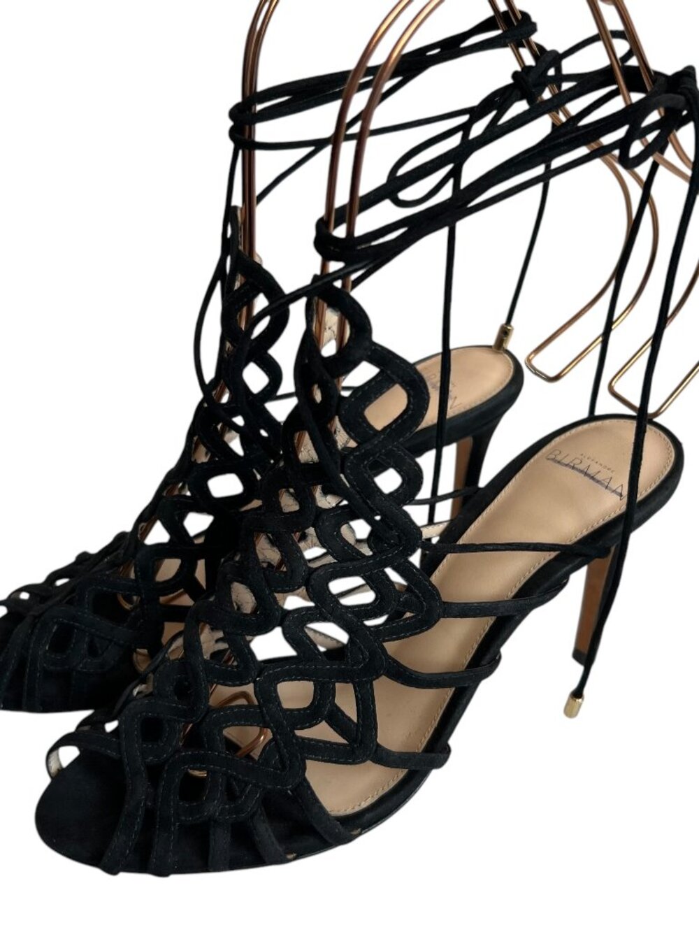 Alexandre Birman high heel sandals black suede lace up stiletto 36.5 6.5 strappy